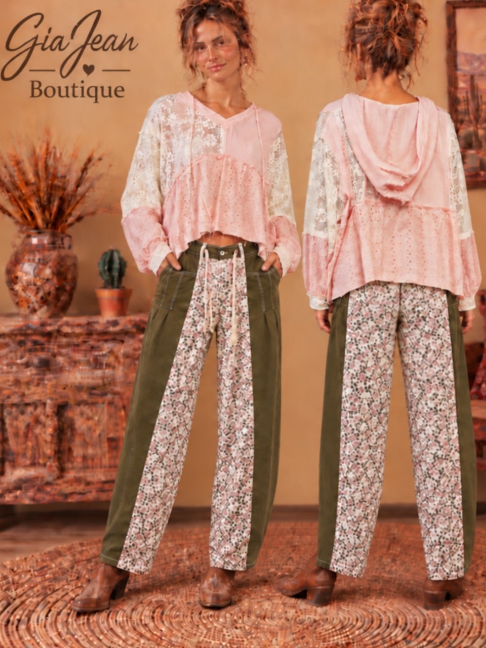 🎉 POL “ DENVER “ POL WOVEN PANTS WITH CONTRAST PANELING